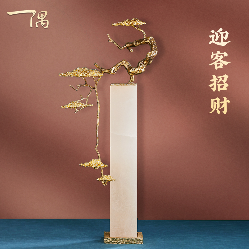 迎客招财松别墅进门玄关客厅大堂高档轻奢装饰品摆件X乔迁新居礼