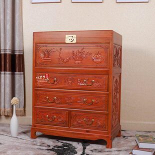 香樟木箱柜实木五斗柜连箱柜储物柜中式复古斗橱结婚玄关抽屉柜