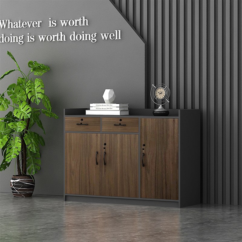 茶水柜办公室储物柜文件柜茶w水间置物柜木质带锁抽屉柜办公柜矮