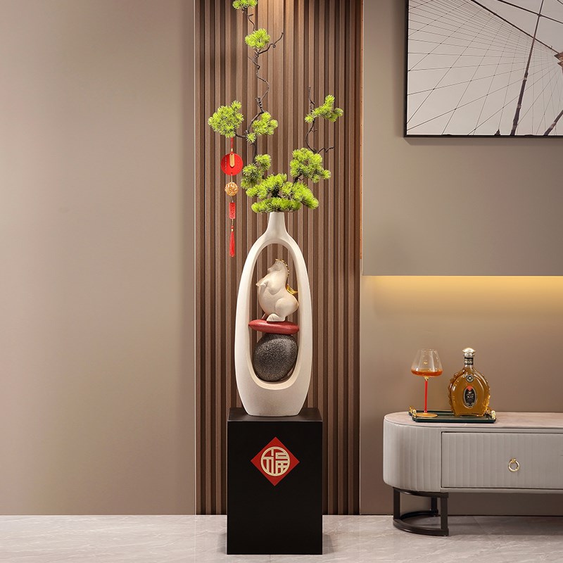 马上有钱客厅大型落地摆件高级感电视柜沙发旁招财装饰品开 .