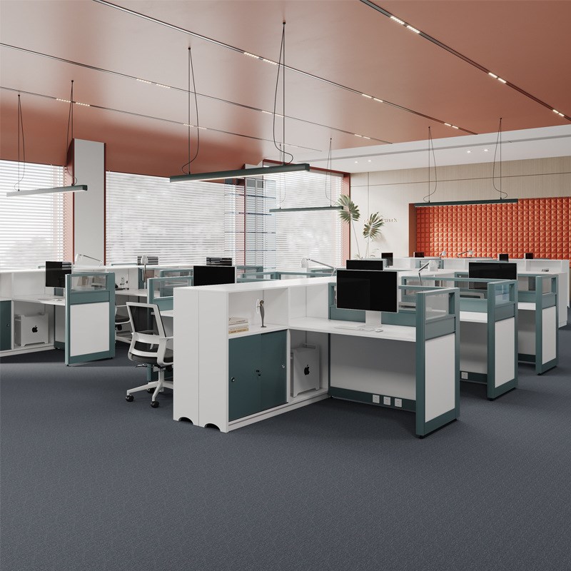 办公室办公桌简约现代员工l型4人位屏风职员工位卡座财务桌椅组合