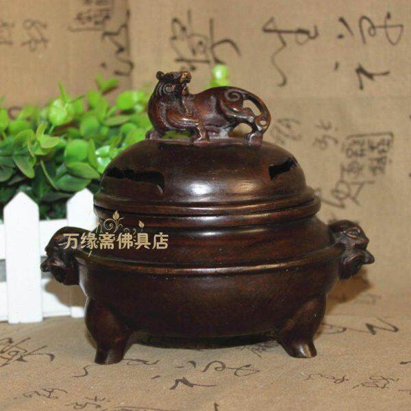 包邮 仿古宣德炉 盘香炉纯铜灵兽熏香炉 供佛香炉熏香炉 送香托