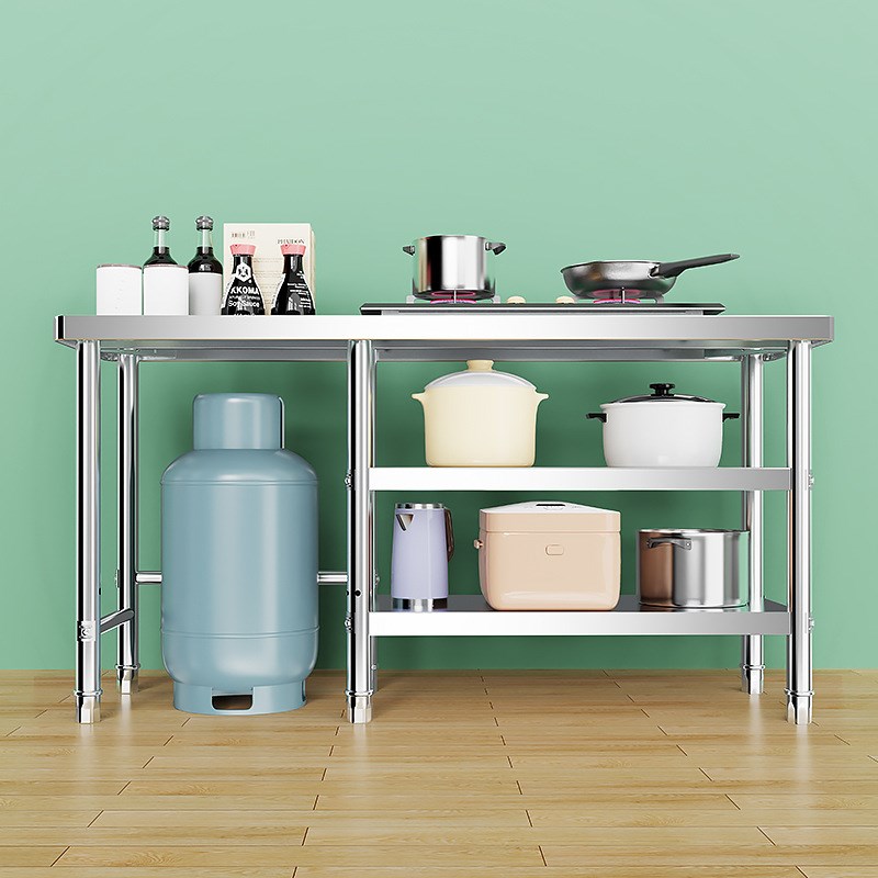厨房置物架操作台不锈钢工作台煤气罐灶台商用储物柜炒菜案台桌X