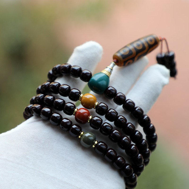 9*8桶珠砂砂供星月菩提文玩脖挂链 108菩提子多圈手链