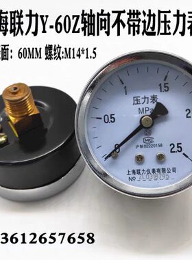 联力Y60Z轴向压力表空压机面板气压表真空负压表水压0-1.6 2.5MPA
