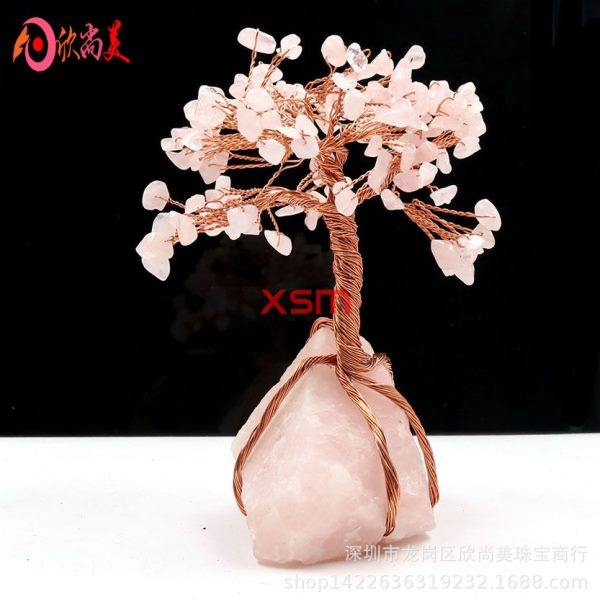 手工编织粉水晶碎石发财树招财树摆件粉晶原石底座生命树摆件,饰品/流行首饰/时尚饰品新,摆件,淘宝优惠券,粉丝福利购,淘宝优惠卷
