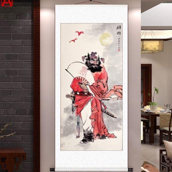 钟馗卷轴国画人物画像竖版卷轴挂画横幅玄关办公室书房堂屋装饰画
