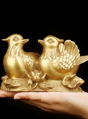 铜鸳鸯戏水家居装饰摆件感情夫妻要和睦桃花结婚婚庆卧室礼品