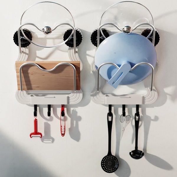 吸盘锅盖架壁挂式厨房放锅盖神器双层免打孔菜板砧板锅盖置物架子,厨房/烹饪用具,锅盖架/锅盖收纳垫,淘宝优惠券,粉丝福利购,淘宝优惠卷