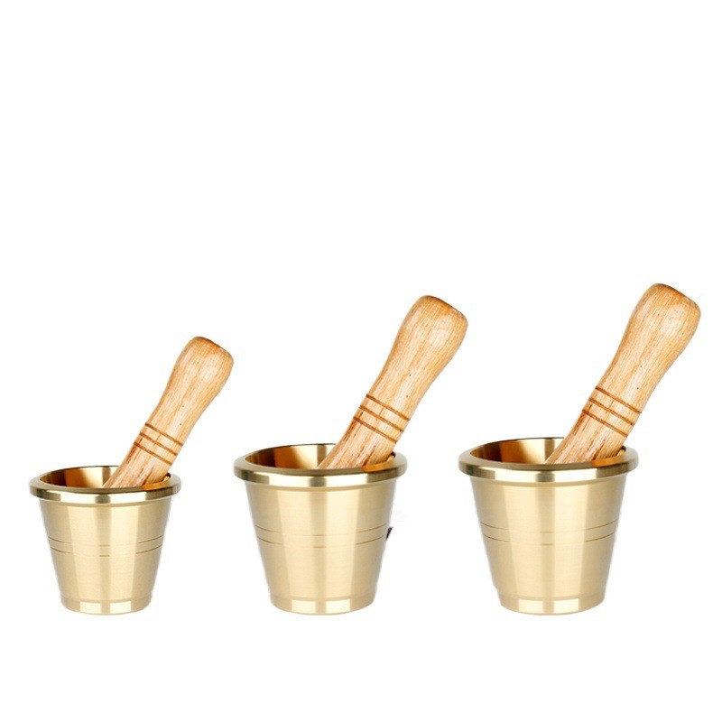 广式铜盅纯铜捣药罐捣蒜器蒜泥器捣碎器捣子药盅药臼药缸研钵