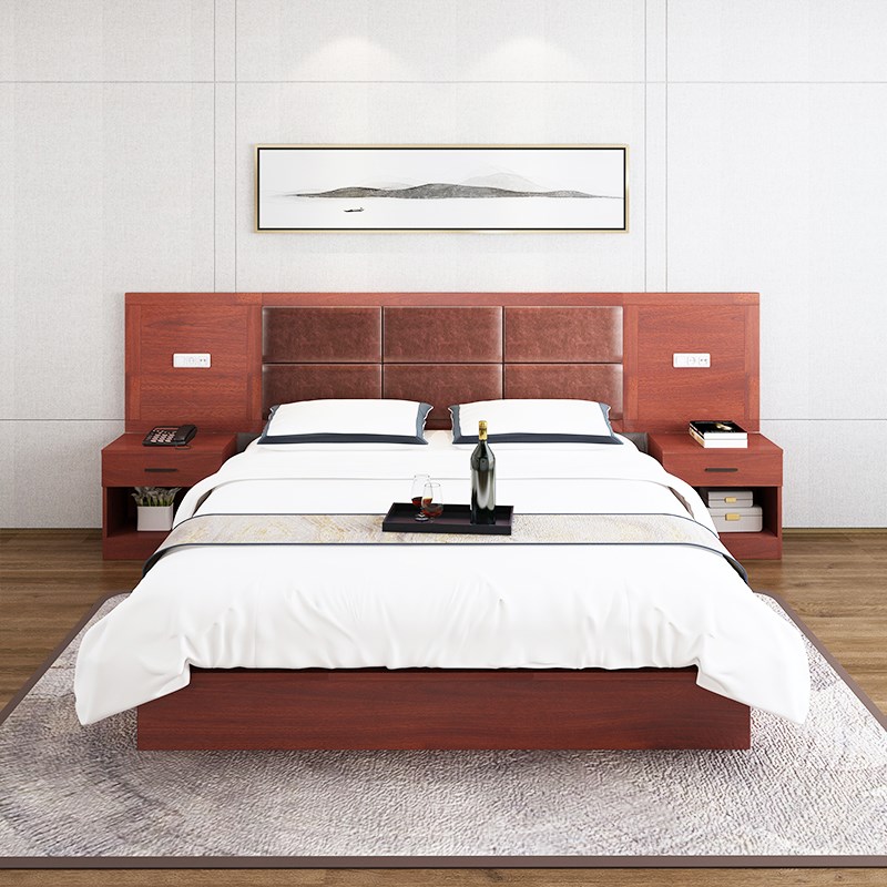 HF2X酒店宾馆床标间全套定 制家具客房单人公寓民挂衣板壁挂