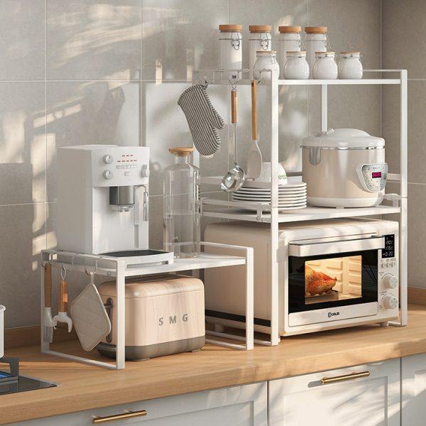 厨房微波炉置物架烤箱架子家用台面桌面双层可伸缩电饭锅煲收纳架,厨房/烹饪用具,微波炉置物架,淘宝优惠券,粉丝福利购,淘宝优惠卷