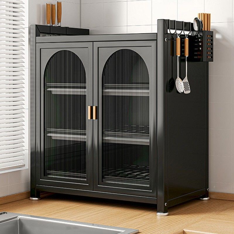 厨房置物架防尘碗碟盘子沥水架家用台面三层碗柜简易厨具储物柜子