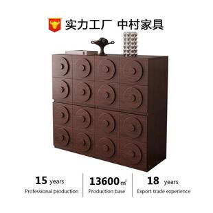 中古风全实木斗柜客厅靠墙卧室储物柜床尾柜子复古收纳卡门柜