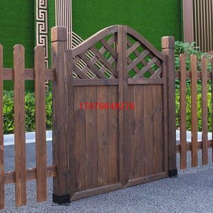 定制防腐木木门户外花园木门碳化木庭院门拱门别墅室外栅栏围栏门