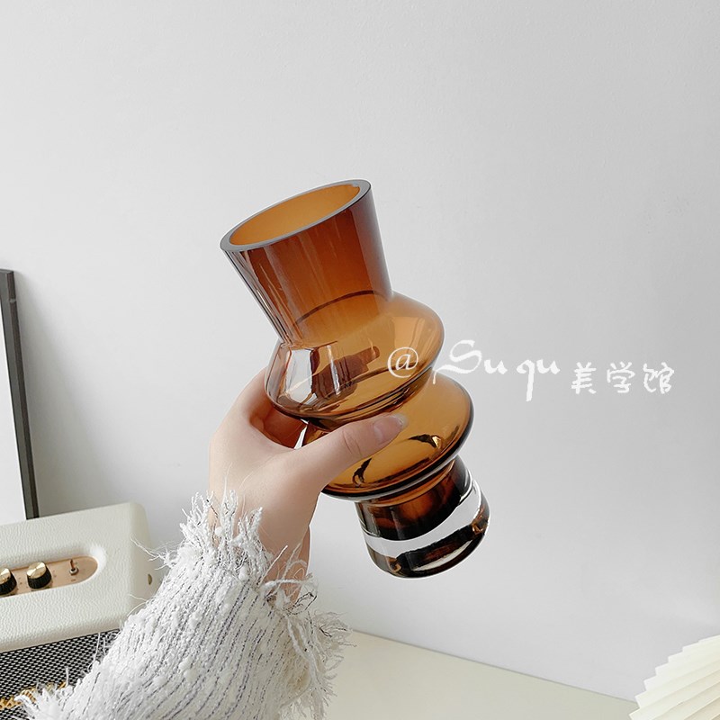 日式创意水晶玻璃花n瓶客厅玄关水养鲜花高级感家居插花艺术摆件