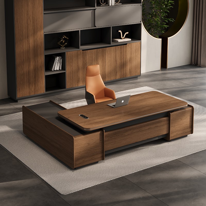 老板桌办公桌简约现代办公室家俱总裁桌椅组O合轻奢经理桌大班台