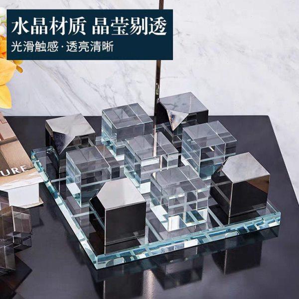 现北欧水晶棋盘摆件轻奢极简样板房售楼部茶几几何九宫格装饰品,饰品/流行首饰/时尚饰品新,摆件,淘宝优惠券,粉丝福利购,淘宝优惠卷