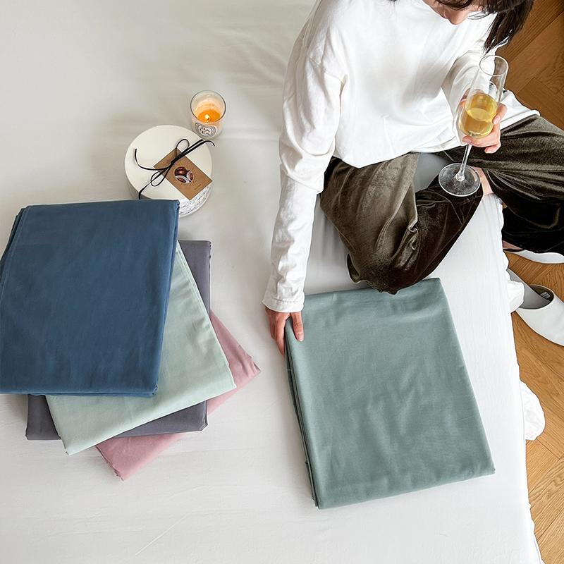 秋冬60支全棉磨毛床单单件简约纯色被单单品加厚保暖纯棉床笠床罩