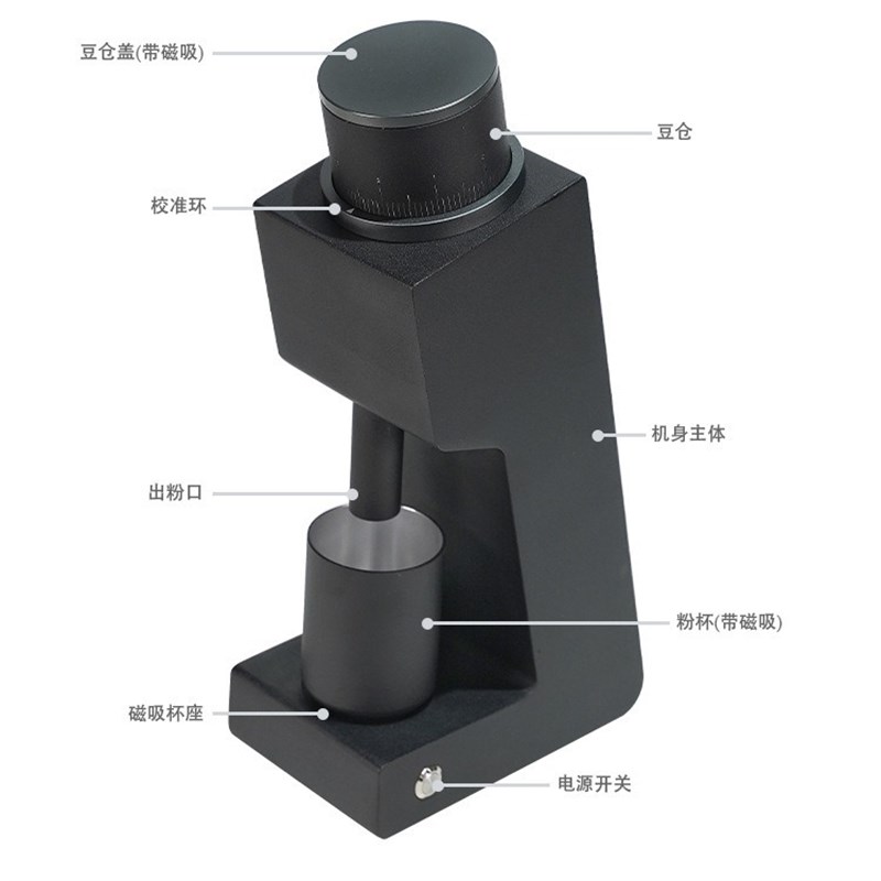 查实米38mm锥刀磨豆机 电动研磨SOE咖啡手冲家用电动咖啡豆磨豆机