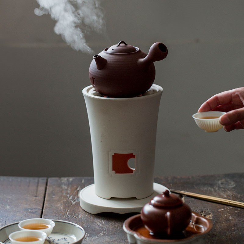 W3TK中式手工白泥炭炉风炉工夫两用茶炉侧把砂铫壶老式煮茶炉烧水