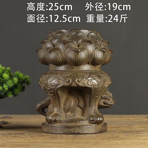 中式复古做旧石雕摆件 青石整料雕刻石墩门墩底座藏头露尾莲花墩