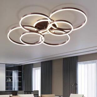 北欧现代简约吸顶灯家用个性卧室灯创意圆环多色书房led房间灯具
