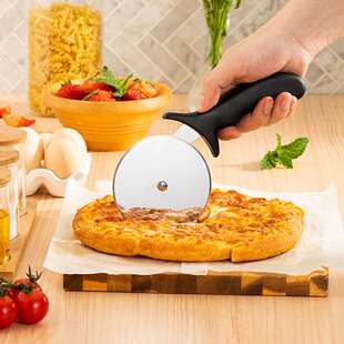 不锈钢披萨刀 Pizza介饼刀 厨房烘焙工具披萨滚刀切刀家用切饼刀