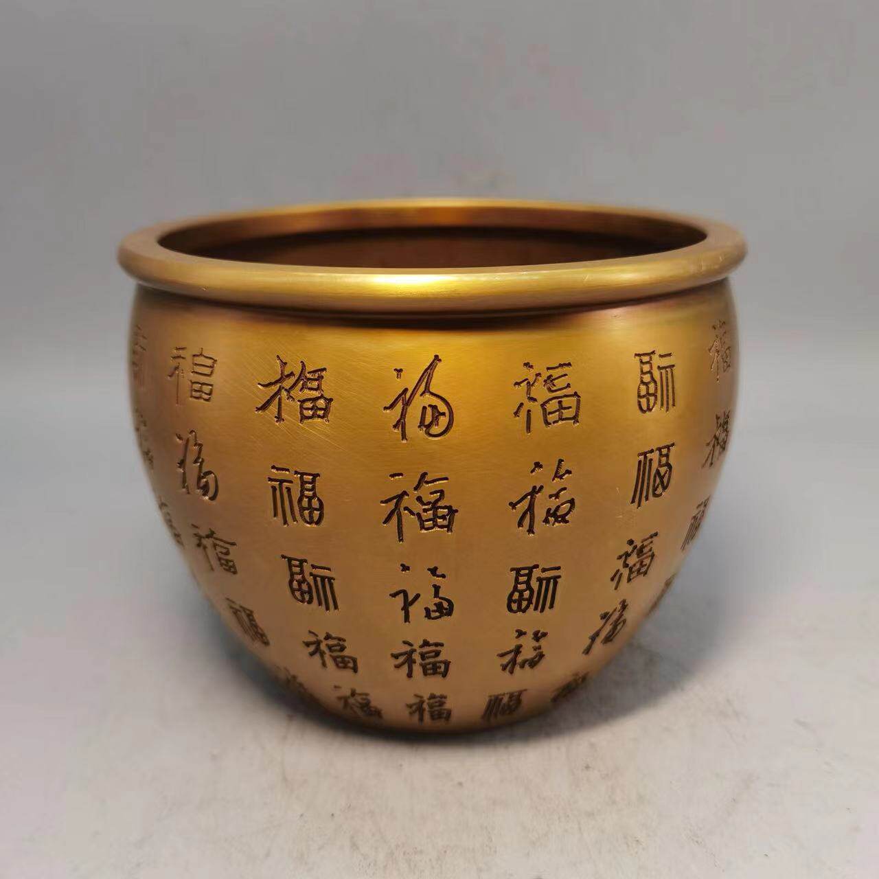 古董古玩 仿古铜缸加厚百福缸烟灰缸香薰炉居家乡下收老物件