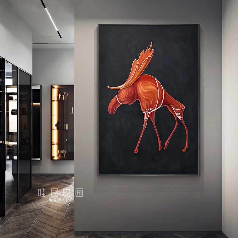 现代大气玄关过道装饰画抽象马餐厅油画卧室壁画北欧轻奢客厅挂画