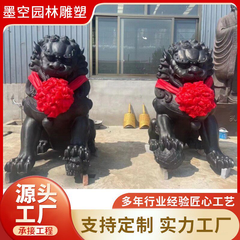 厂家可订纯铜大型门狮摆件黄铜纯手工铸造仿古铜狮子铸铜动物雕塑