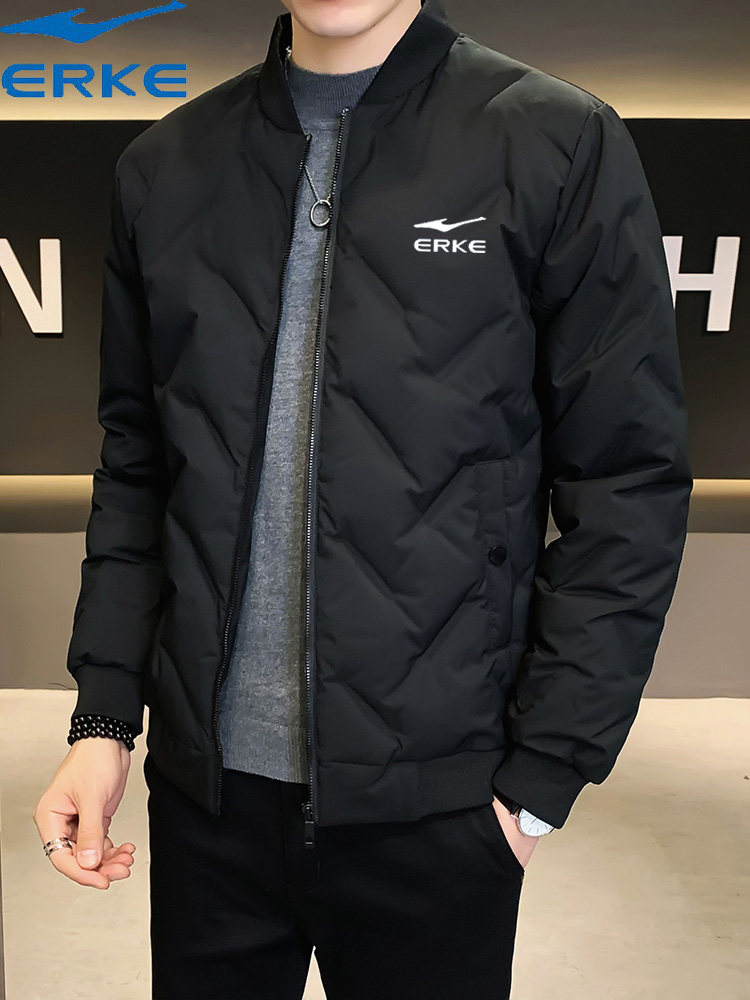 Hongxing Erke men's new style white duck down light thin casual loose thickened warm stand-up collar outerwear jacket