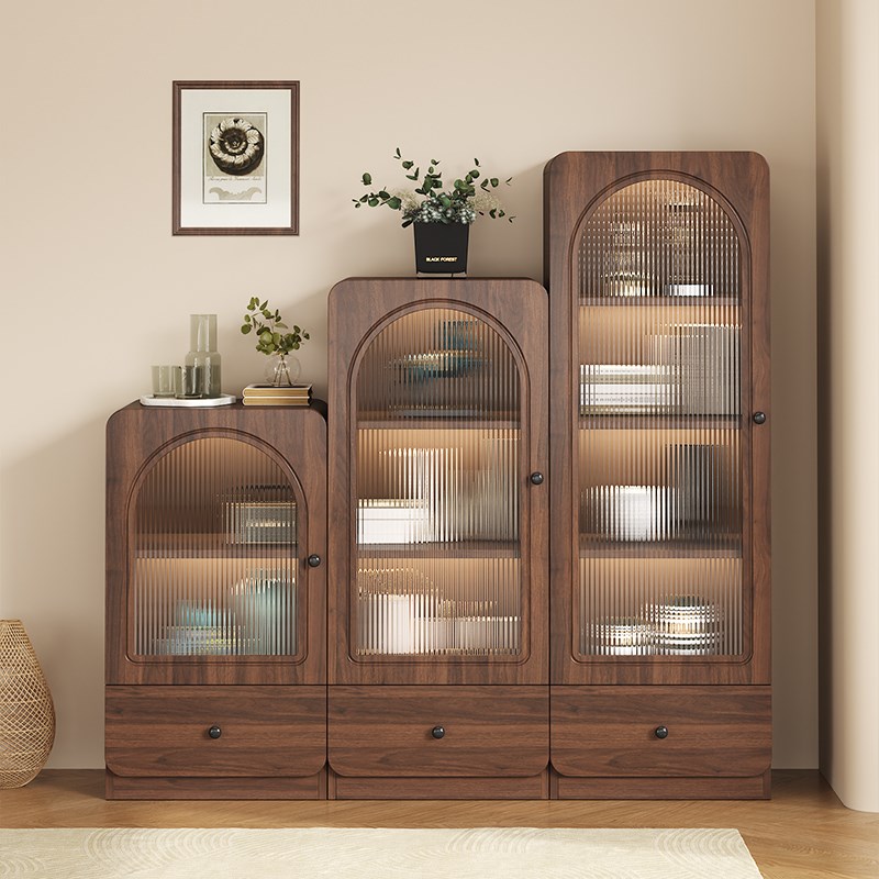 复古中古a玻璃餐边柜酒柜展示柜置物家用客厅立柜电视柜旁窄柜储