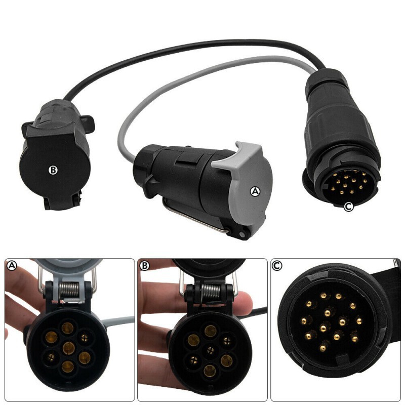 出口同步13针转7针12N12S连接转换器 连接线车用插头插座转换