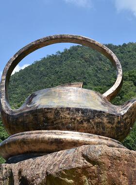 大型景区景观龙头喷水茶壶摆件商场广场水池流水玻璃钢装饰品雕塑