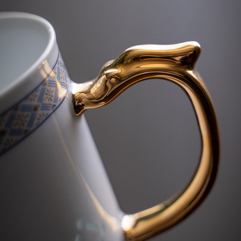景德镇玲珑瓷茶杯高级陶瓷茶杯青花瓷杯子陶瓷杯礼盒家用待客水杯