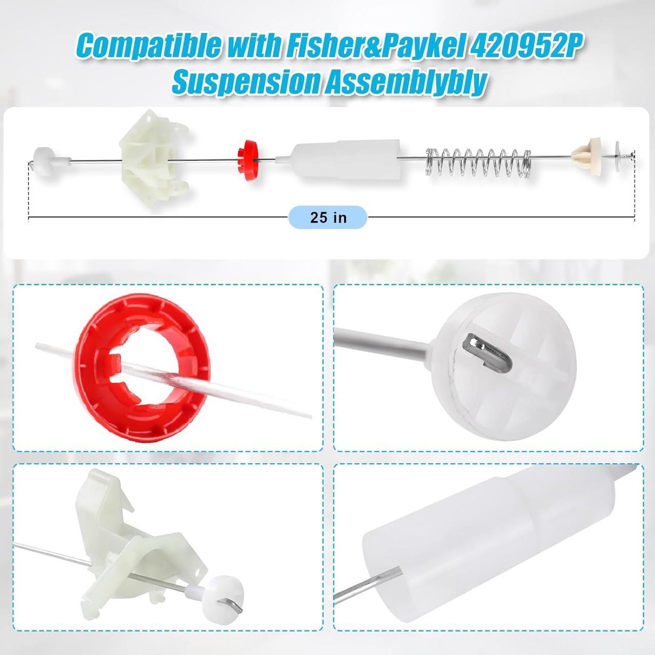 Vyakv 420952P 洗衣机支撑杆套件适用费雪派克兼容洗衣机吊杆4支
