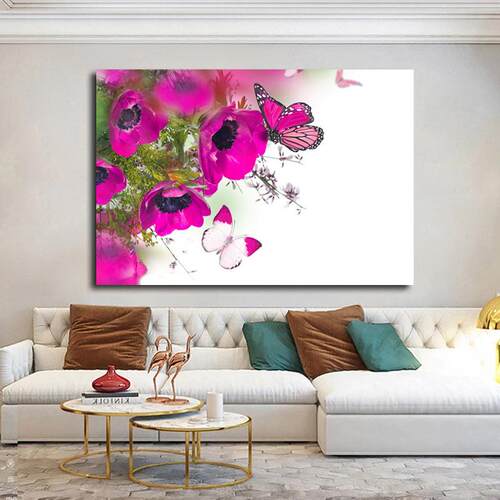 高清简约单幅花卉蝴蝶画客厅装饰画 沙发背景墙壁画卧室床头挂画