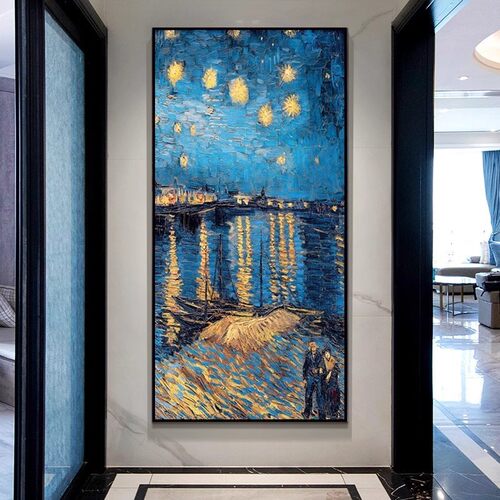 手绘抽象油画梵高丰收名画入户玄关装饰画现代简约走廊背景墙挂画