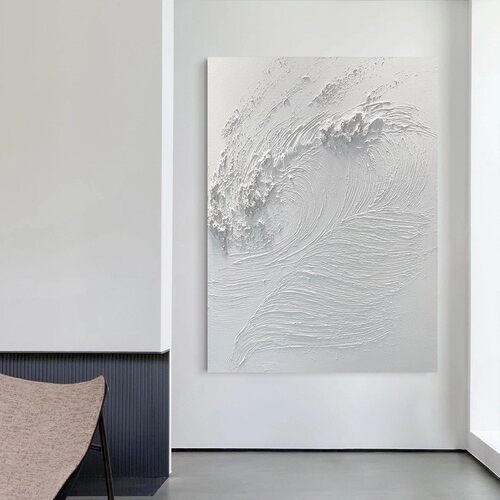 纯手绘油画现代简约抽象立体肌理画玄关走廊装饰画澎湃海浪壁画