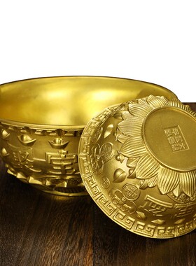 大厂黄铜聚宝盆摆件铜盆铜碗家居客厅店铺开业礼品