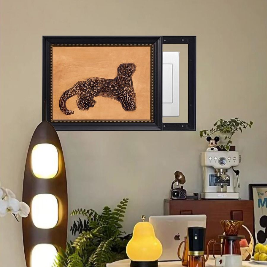 法式中古风电表箱挂画遮挡箱电闸开关盒配电箱遮挡推拉液压装饰画