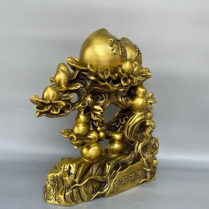 厂家 招财黄铜福寿安康多福多寿福禄葫芦寿桃60大寿工艺品摆件