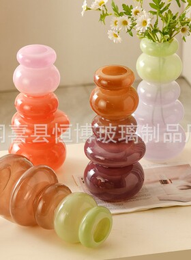 中古风玻璃花瓶客厅餐桌水培花瓶鲜花插花装饰玻璃花瓶高级感摆件