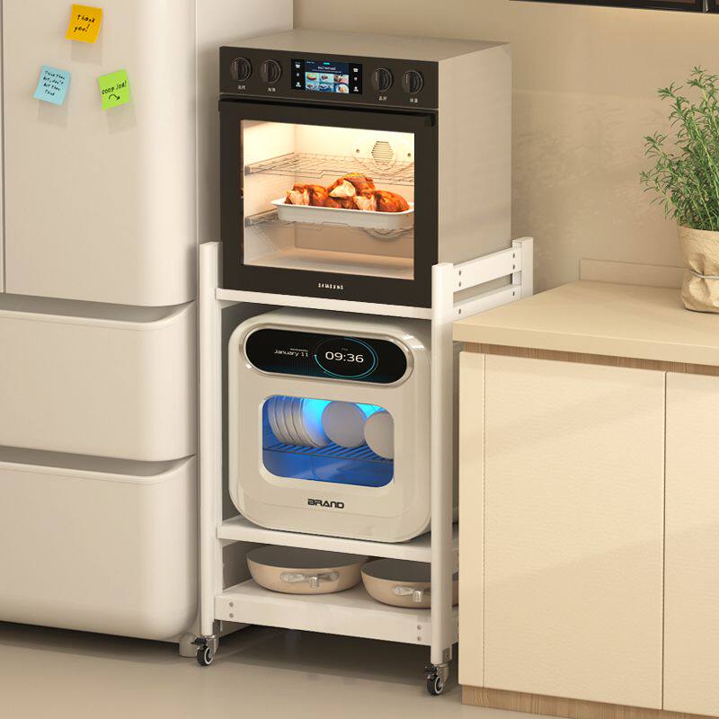 三层厨房微波炉置物架落地多层嵌入式大尺寸蒸烤箱洗碗机收纳架子