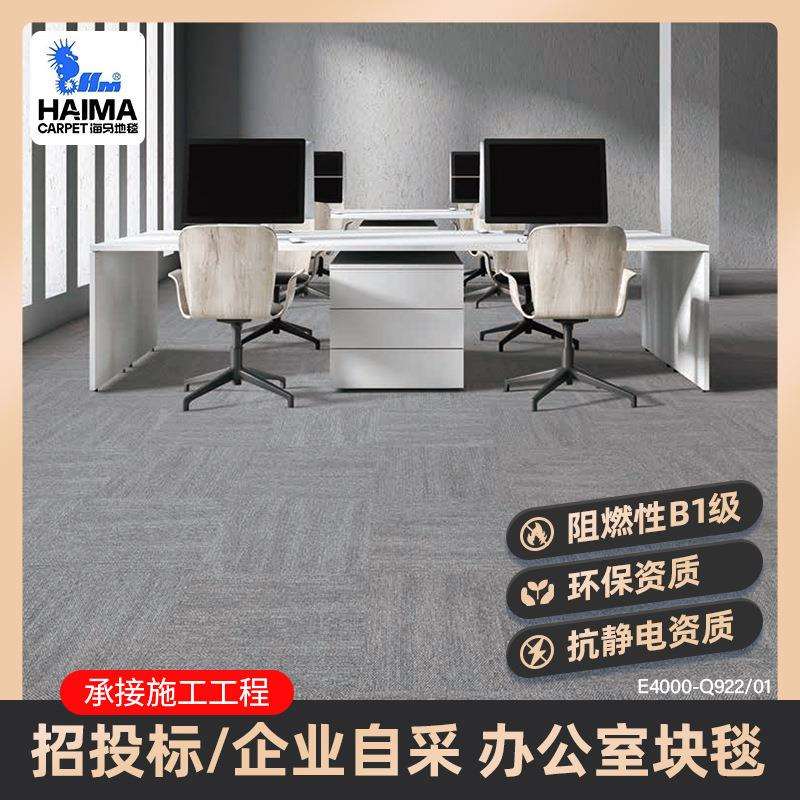 海马办公室地毯B1阻燃尼龙块毯防火防静电商务办公商用地毯