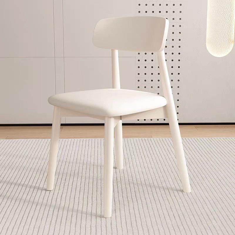 实木餐椅家用奶油风白色化妆凳椅子靠背椅客厅餐桌椅凳简约木椅子