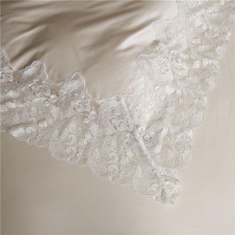 欧式床上用品四件套韩式公主风床单款纯色简约真丝棉蕾丝花边被套