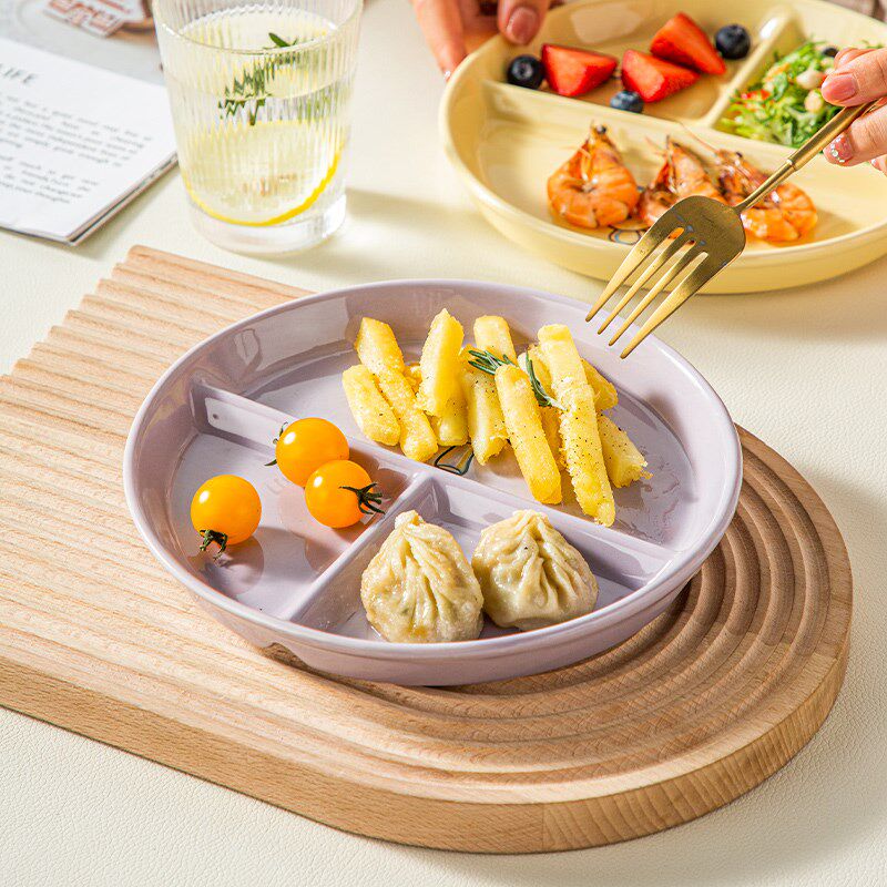 分格盘餐盘大人早餐盘一人食分隔盘子定量盘家用儿童陶瓷餐具