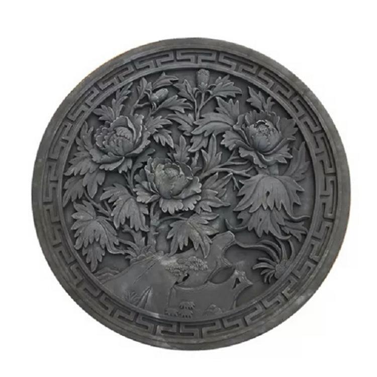 仿古圆形福字砖雕背景墙影壁墙中式庭院古建青砖浮雕装饰门头挂件